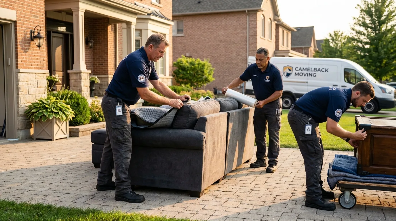 Large estate moving crew wrapping furniture in Greene, NY